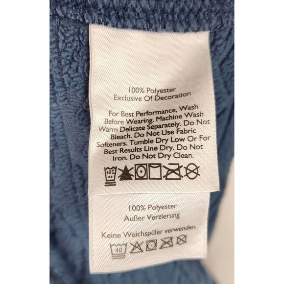 Eddie Bauer Sweater Womens Medium Blue Textured Tribal Pattern Quater Zip Fleece - Picture 11 of 11